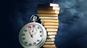 stopwatch with books