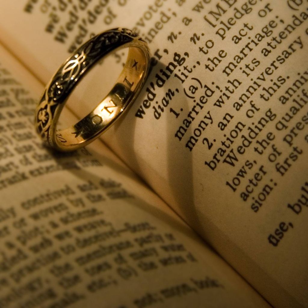 wedding ring heart in a book