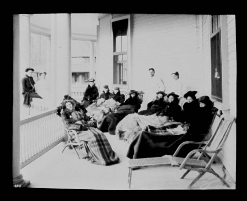 taking the cure on the veranda at a sanatorium, 1903
