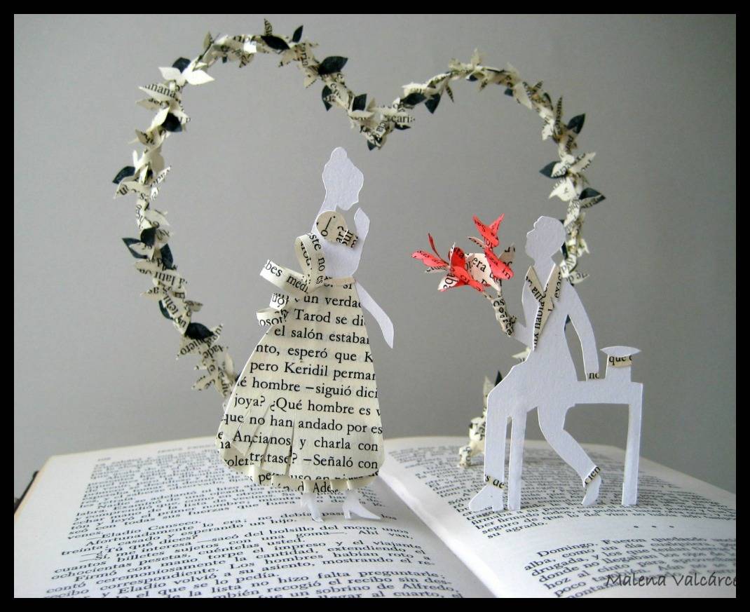 Romantic book art sculpture by Malena Valcárcel
